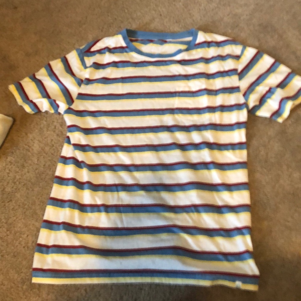 multicolored striped tee